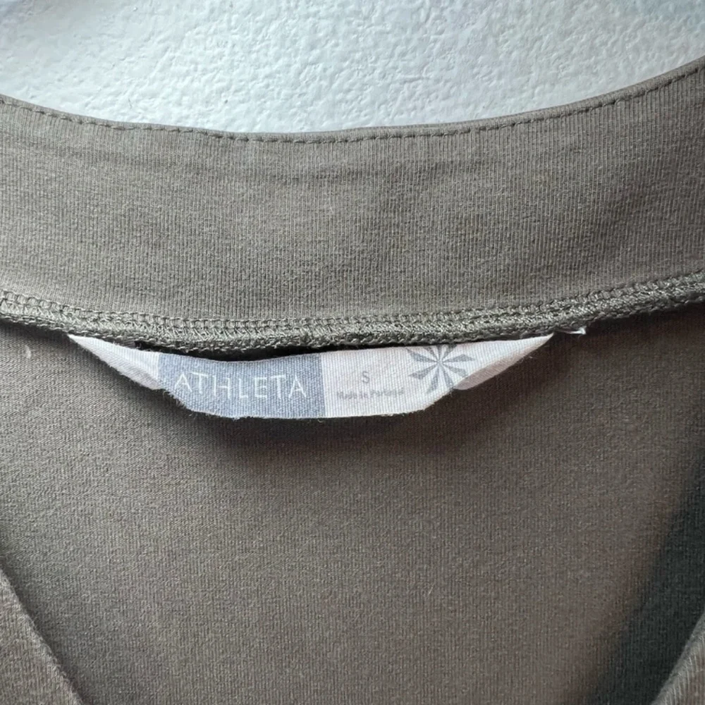 Athleta Señorita Organic Cotton Mini Dress Olive Green  Sleeveless V-Neck  Small - Picture 5 of 12